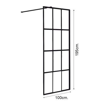 MAMPARA DUCHA PANEL NEGRO 1 CRISTAL FIJO BENOTTI (195X100CM 6MM)