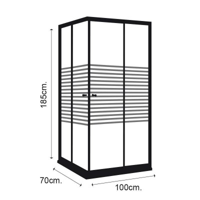 MAMPARA DUCHA RECT RAYADA BENOTTI (185X100X70CM 6MM)