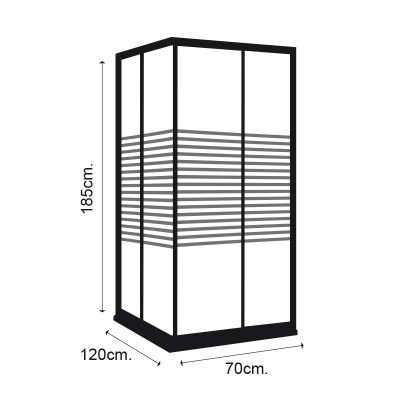 MAMPARA DUCHA RECT RAYADA BENOTTI (185X120X70CM 6MM)