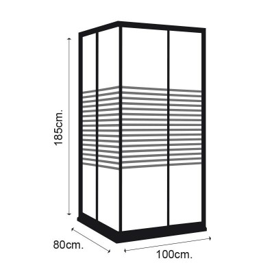 MAMPARA DUCHA RECTANGULAR RAYADA BENOTTI (185X100X80CM 6MM)