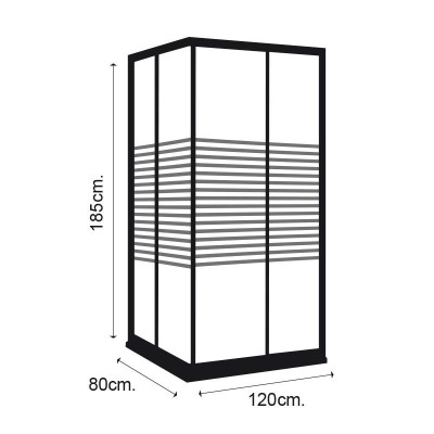 MAMPARA DUCHA RECTANGULAR RAYADA BENOTTI (185X120X80CM 6MM)