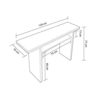 MESA AUXILIAR DESPLEGABLE 77X120X35CM BL. ARTIK/CEMENTO MOMI