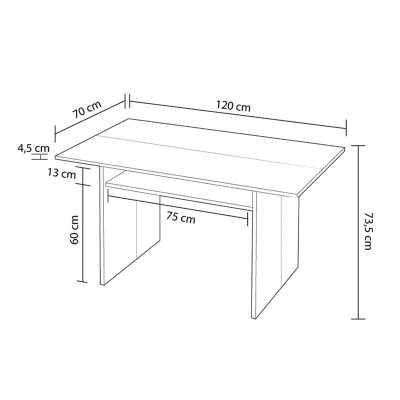 MESA AUXILIAR DESPLEGABLE 77X120X35CM BL. ARTIK/CEMENTO MOMI