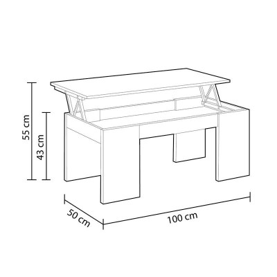 MESA CENTRO ELEVABLE 43X100X50CM GRIS CENIZA MOMI