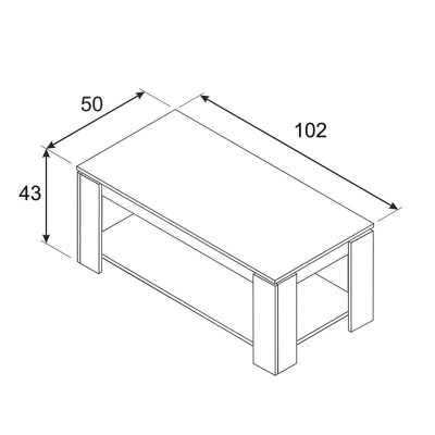 MESA CENTRO ELEVABLE 43X102X50CM BLANCO ARTIK MOMI