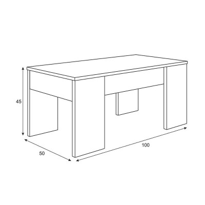 MESA CENTRO ELEVABLE 45X100X50CM BLANCO ARTIK MOMI