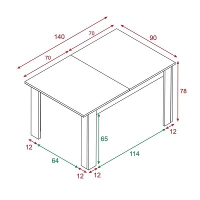 MESA DE COMEDOR EXTENSIBLE 78X140X90CM ROBLE CANADIAN MOMI