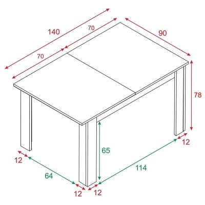 MESA DE COMEDOR EXTENSIBLE 78X140X90CM SERIE KENDRA MOMI