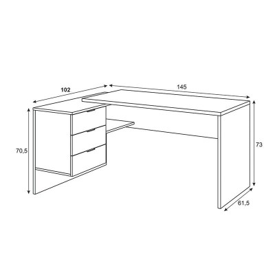 MESA ESCRITORIO CON BUC 3 CAJONES 73X145X102CM R. CANADIAN/BL. ARTIK MOMI