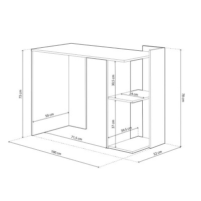 MESA ESCRITORIO REVERSIBLE 78X100X52CM ROBLE NODI/BLANCO ARTIK MOMI