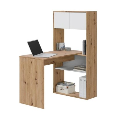 MESA ESCRITORIO/ESTANTERÍA 140X108X70CM ROBLE NODI/BLANCO ARTIK MOMI