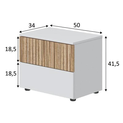 MESITA 2 CAJONES 41,5X50X34CM BL.ARTIK/NATUR MOMI