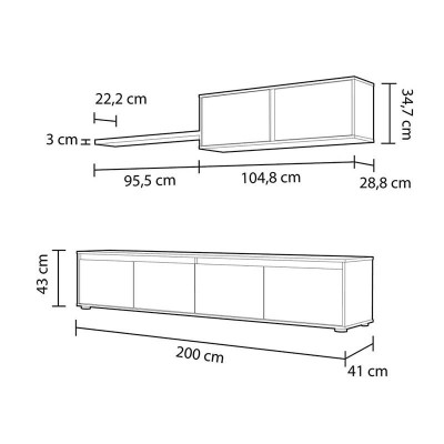 MÓDULO SALÓN TV 43X200X41CM BL. ARTIK/R. CANADIAN MOMI