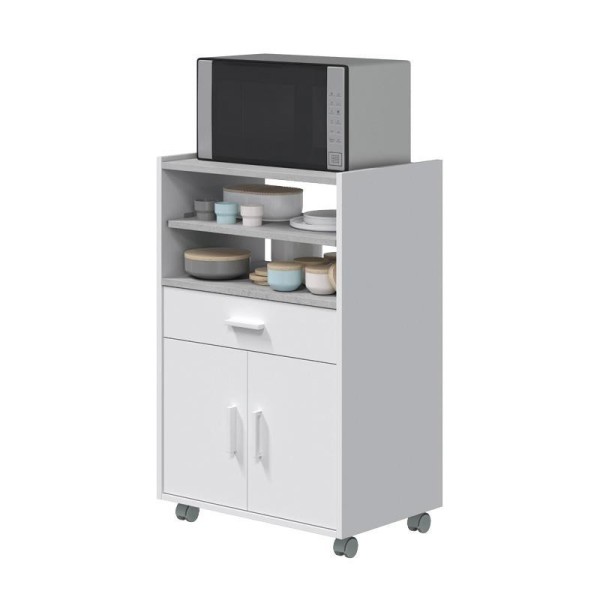 MUEBLE AUXILIAR COCINA 2P + 1 CAJÓN 92X59X40CM BLANCO/CEMENTO MOMI