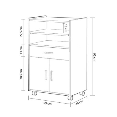 MUEBLE AUXILIAR COCINA 2P + 1 CAJÓN 92X59X40CM BLANCO/CEMENTO MOMI