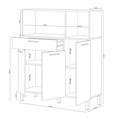 MUEBLE AUXILIAR COCINA 3P +1CAJÓN 126X108X40CM BL.ARTIK/R.CANADIAN MOMI