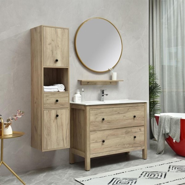 MUEBLE BAÃO SERIE LIRIO GABINETE 100X48X82CM ESPEJO 75X75CM BENOTTI