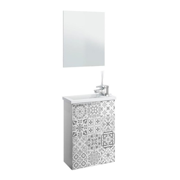 MUEBLE DE BAÑO +  ESPEJO MPACT BL. BRILLO/ BALDOSA DARBY 58X40X22CM BENOTTI