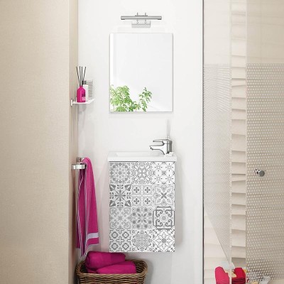 MUEBLE DE BAÑO +  ESPEJO MPACT BL. BRILLO/ BALDOSA DARBY 58X40X22CM BENOTTI