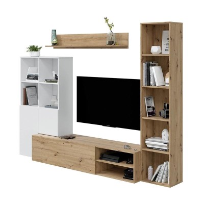 MUEBLE SALÃN TV 180x240x40CM R.NODI/ BL. ARTIK ARTIK/OXIDO  MOMI