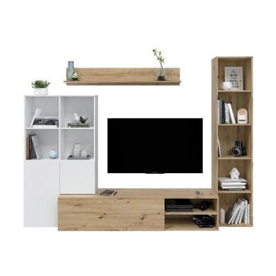 MUEBLE SALÃN TV 180x240x40CM R.NODI/ BL. ARTIK ARTIK/OXIDO  MOMI