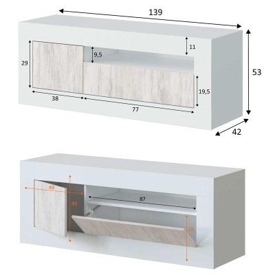 MUEBLE TV CON 2 PUERTAS 53X139X42CM BL. VELHO/BL. ARTIK MOMI