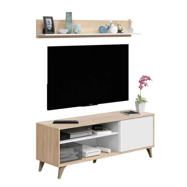 MUEBLE TV CON ESTANTE 50X135X40CM R. CANADIAN/BL. ARTIK MOMI