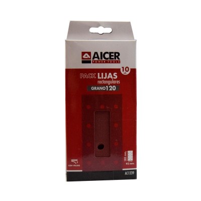 PACK 10 LIJAS RECTANGULARES 93X185MM GR.120 AICER