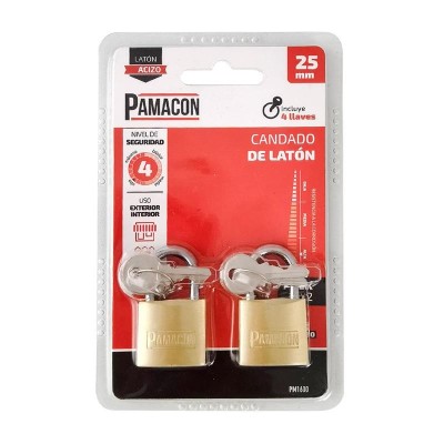 PACK 2 CANDADOS LATON 25MM PAMACON