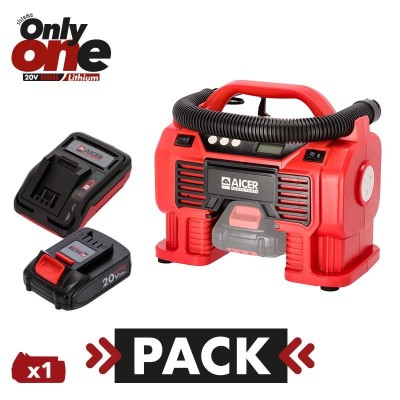 PACK COMPRESOR AIRE 20V + CARGADOR ONLY ONE AICER (1X 2.0AH)