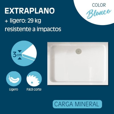 PLATO DUCHA LIGERO CARGA MINERAL BLANCO BENOTTI (100X70X3CM)