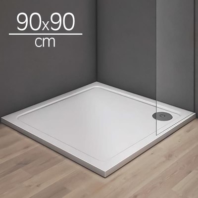 PLATO DUCHA LIGERO CARGA MINERAL BLANCO CUADR BENOTTI (90X90X3CM)