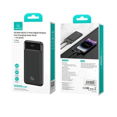 POWERBANK 3 PUERTOS 10000MAH CARGA RAPIDA NEGRO USAMS