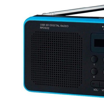 RADIO PORTÃTIL 1.4W RMS AM/FM 70 PRESINTONÃAS NEGRO CON AZUL SUNSTECH