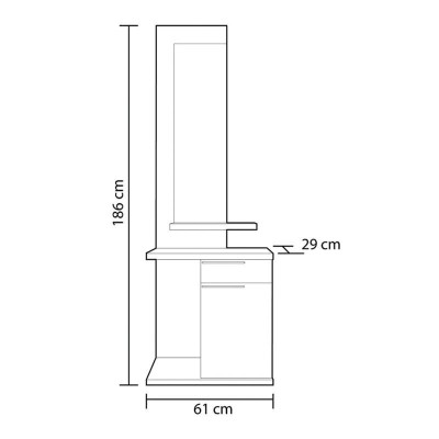 RECIBIDOR 2 CAJONES + ESPEJO 186X61X29CM GRIS CENIZA/BL. BRILLO MOMI