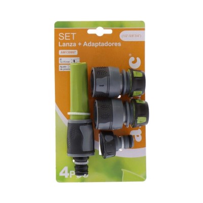 SET 4 PCS BOQUILLA DE RIEGO + ADAPTADORES 1/2-5/8-3/4" AIRMEC