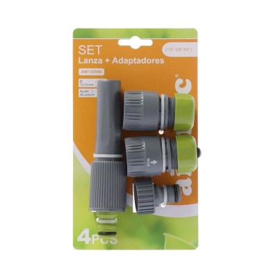 SET 4 PCS BOQUILLA DE RIEGO + ADAPTADORES 1/2-5/8-3/4" AIRMEC