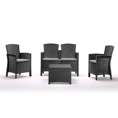 SET DE JARDIN 1 SOFA + 2 SILLONES + MESA SERIE LIDO 2 GRAPHITE BICA