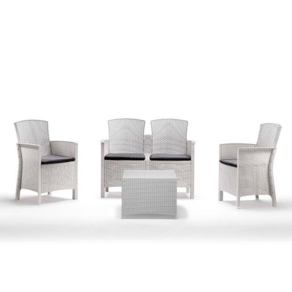 SET DE JARDIN 1 SOFA + 2 SILLONES + MESA SERIE LIDO 2 STORAGE WHITE BICA