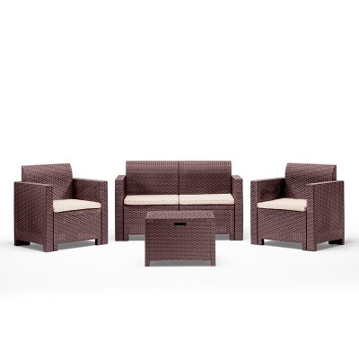 SET DE JARDIN 1 SOFA + 2 SILLONES + MESA SERIE NEBRASKA 2 BROWN BICA