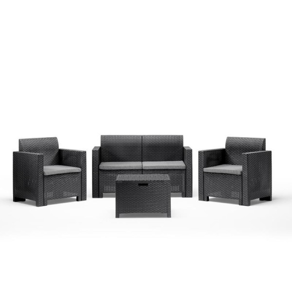 SET DE JARDIN 1 SOFA + 2 SILLONES + MESA SERIE NEBRASKA 2 GRAPHITE BICA