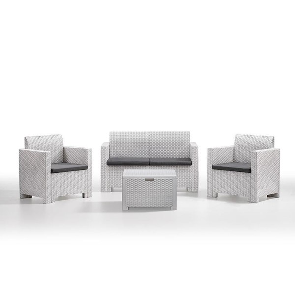 SET DE JARDIN 1 SOFA + 2 SILLONES + MESA SERIE NEBRASKA 2 WHITE BICA