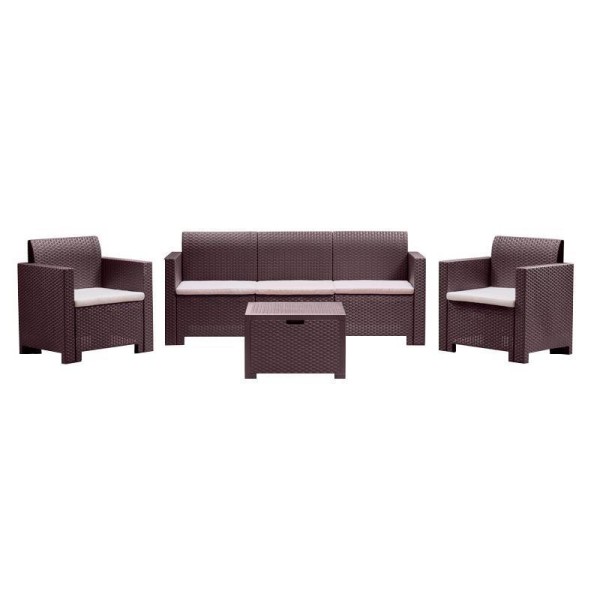 SET DE JARDIN 1 SOFA + 2 SILLONES + MESA SERIE NEBRASKA 3 BROWN BICA