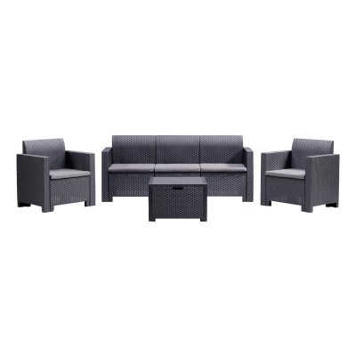 SET DE JARDIN 1 SOFA + 2 SILLONES + MESA SERIE NEBRASKA 3 GRAPHITE BICA