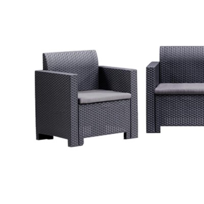 SET DE JARDIN 1 SOFA + 2 SILLONES + MESA SERIE NEBRASKA 3 GRAPHITE BICA