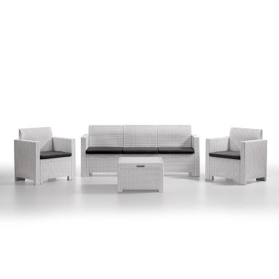 SET DE JARDIN 1 SOFA + 2 SILLONES + MESA SERIE NEBRASKA 3 WHITE BICA