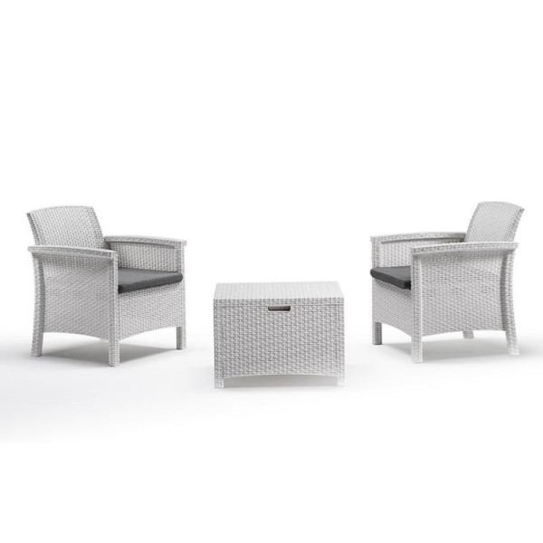 SET DE JARDIN 2 SILLONES + MESA SERIE VENEZIA TERRACE WHITE BICA