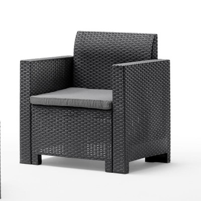 SET TERRAZA 2 SILLONES Y MESA ACABADO RATTAN SERIE NEBRASKA GRAPHITE BICA