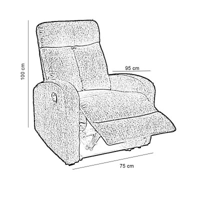 SOFÁ RELAX RECLINABLE 1 PLAZA 100X95X75CM GRIS OSCURO MOMI