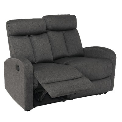 SOFÃ RELAX RECLINABLE 2 PLAZAS 128X95X180CM GRIS OSCURO MOMI